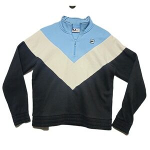 FILA Mens Large Quarter Zip Pullover Colorblock Sweatshirt Retro Y2K Athleisure‎